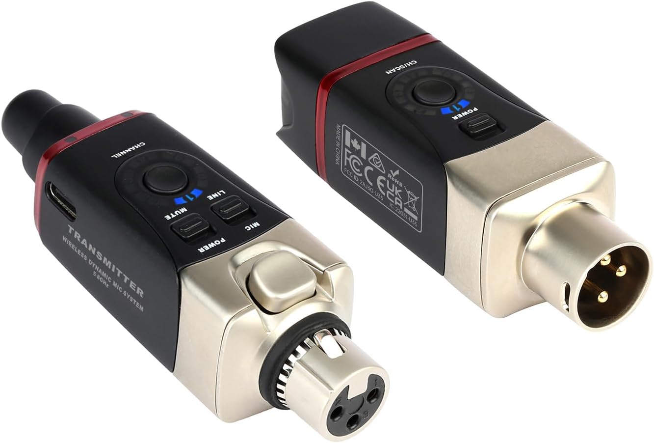 Xvive U35 Wireless Mic System: 5.8GHz XLR Transmitter & Receiver, Channel Scan, Compatible with Dynamic Mics, Audio Mixers, PA Systems.