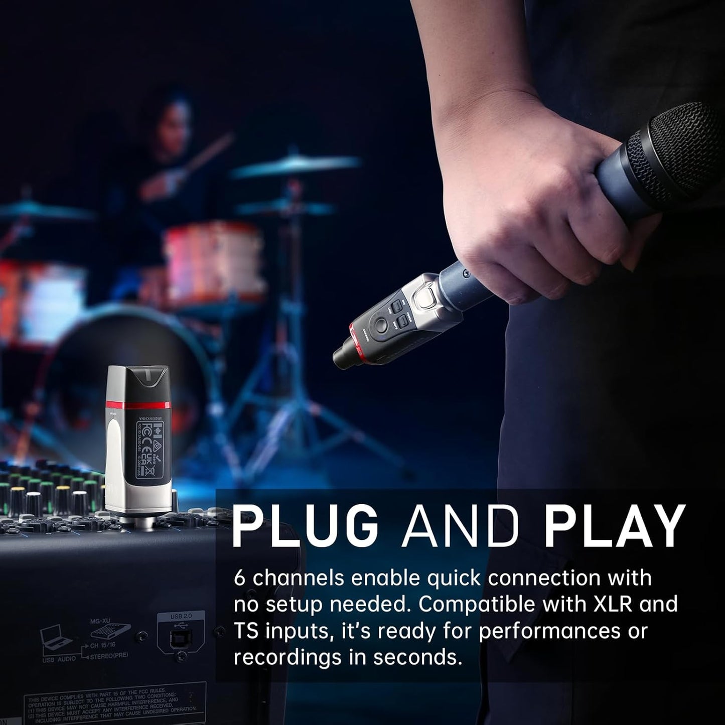 Xvive U35 Wireless Mic System: 5.8GHz XLR Transmitter & Receiver, Channel Scan, Compatible with Dynamic Mics, Audio Mixers, PA Systems.
