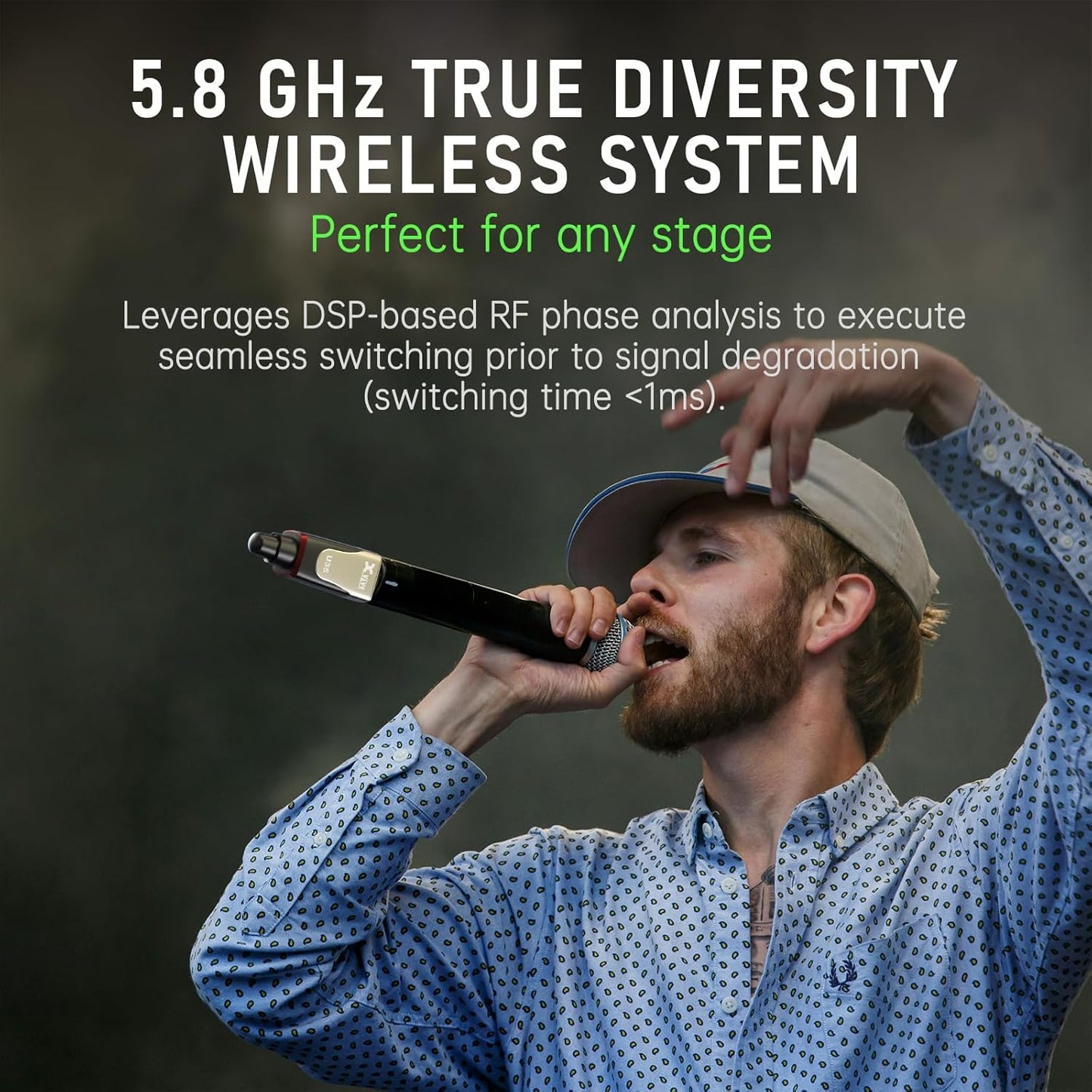 Xvive U35 Wireless Mic System: 5.8GHz XLR Transmitter & Receiver, Channel Scan, Compatible with Dynamic Mics, Audio Mixers, PA Systems.